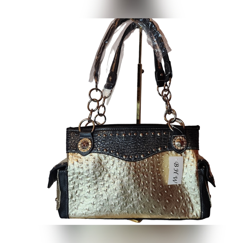 💖💖 BHW Ostrich embedded metallic shoulder bag